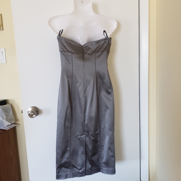 Bebe Silver Strapless Satin like Dress - Picture 9 of 12